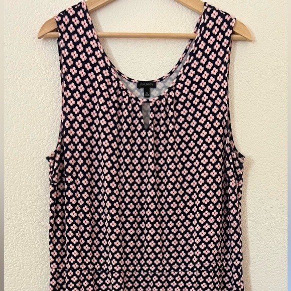 Talbots Maxi Dress Navy and Pink tiny flower design - Picture 3 of 7